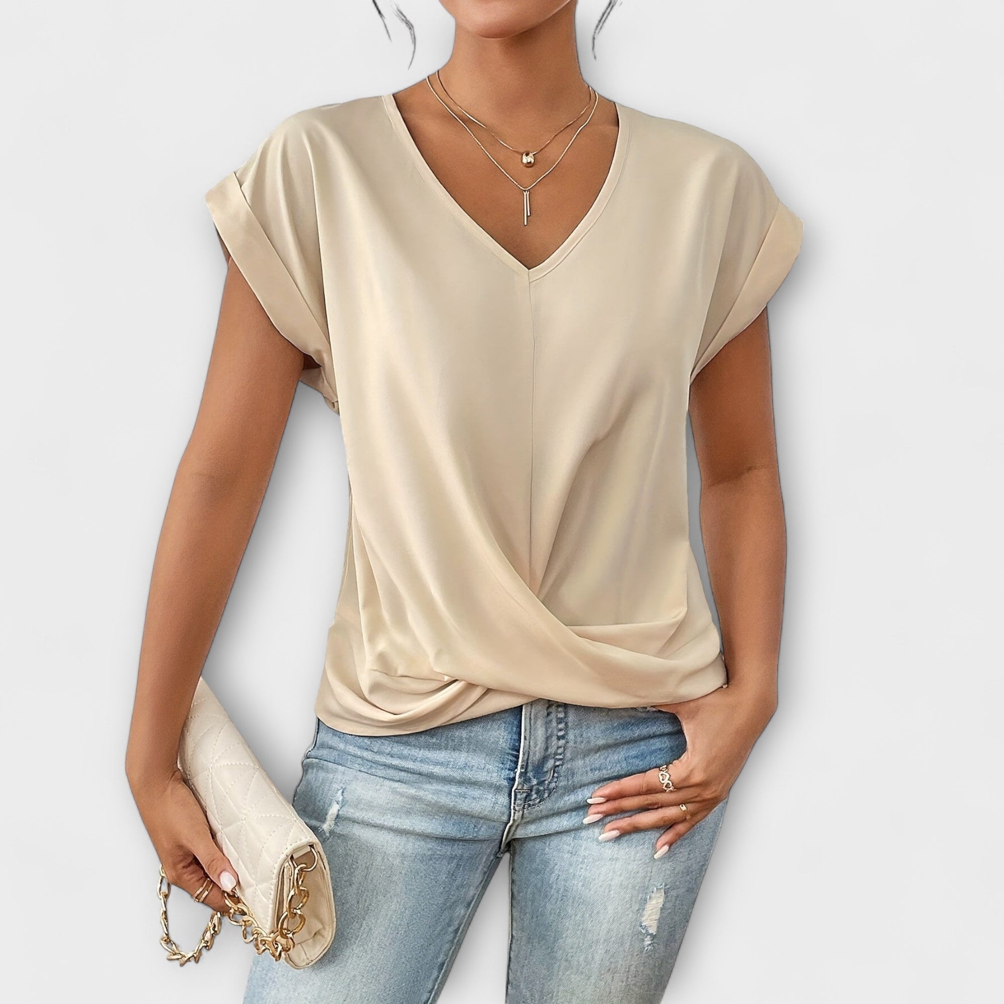 ZUZANA | Top s V-výstřihem a detaily knoflíku