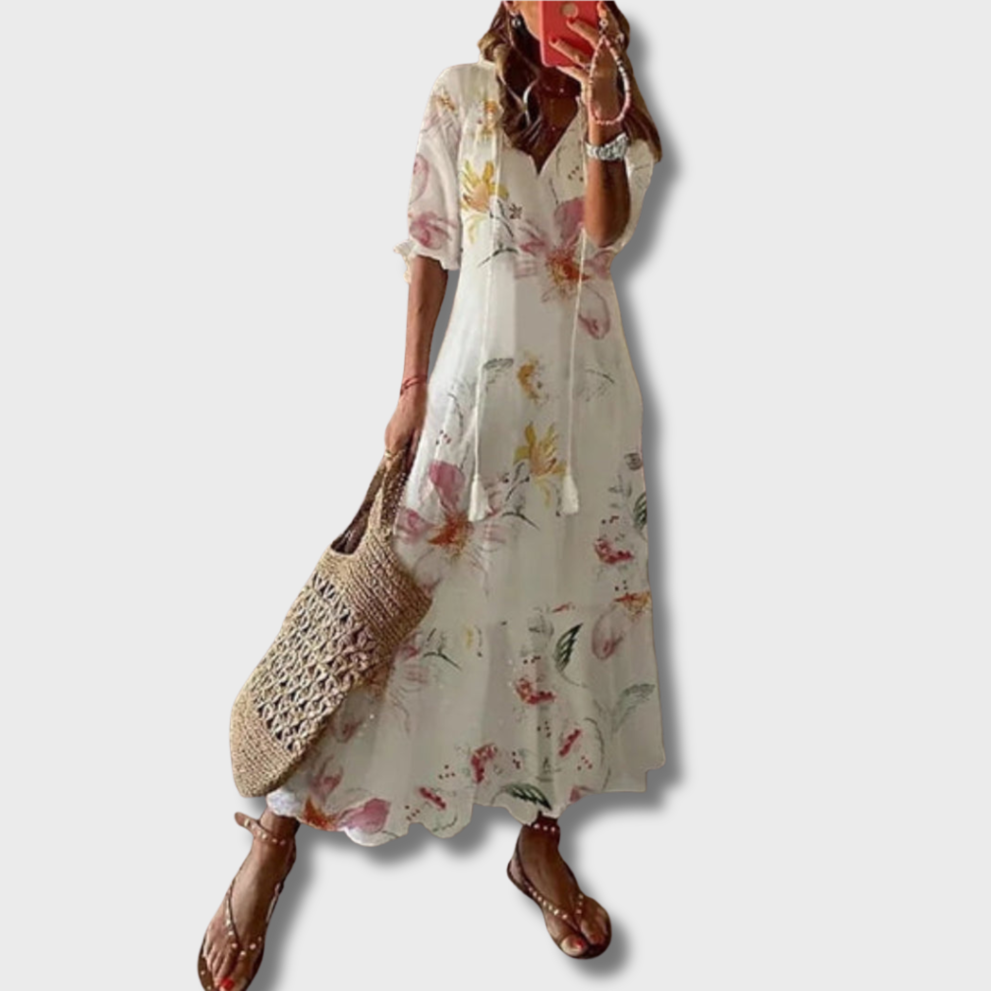 ZUZANA | Boho Vintage V-krční tištěné šaty