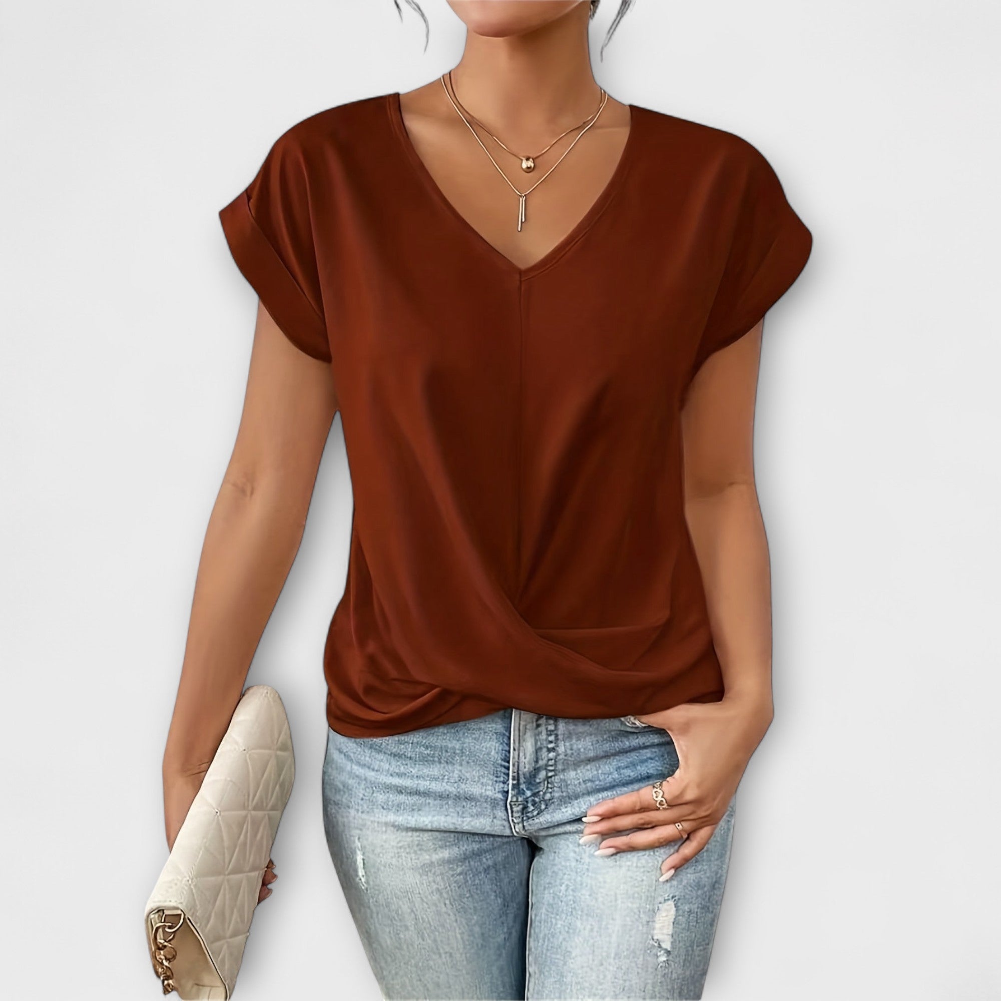 ZUZANA | Top s V-výstřihem a detaily knoflíku