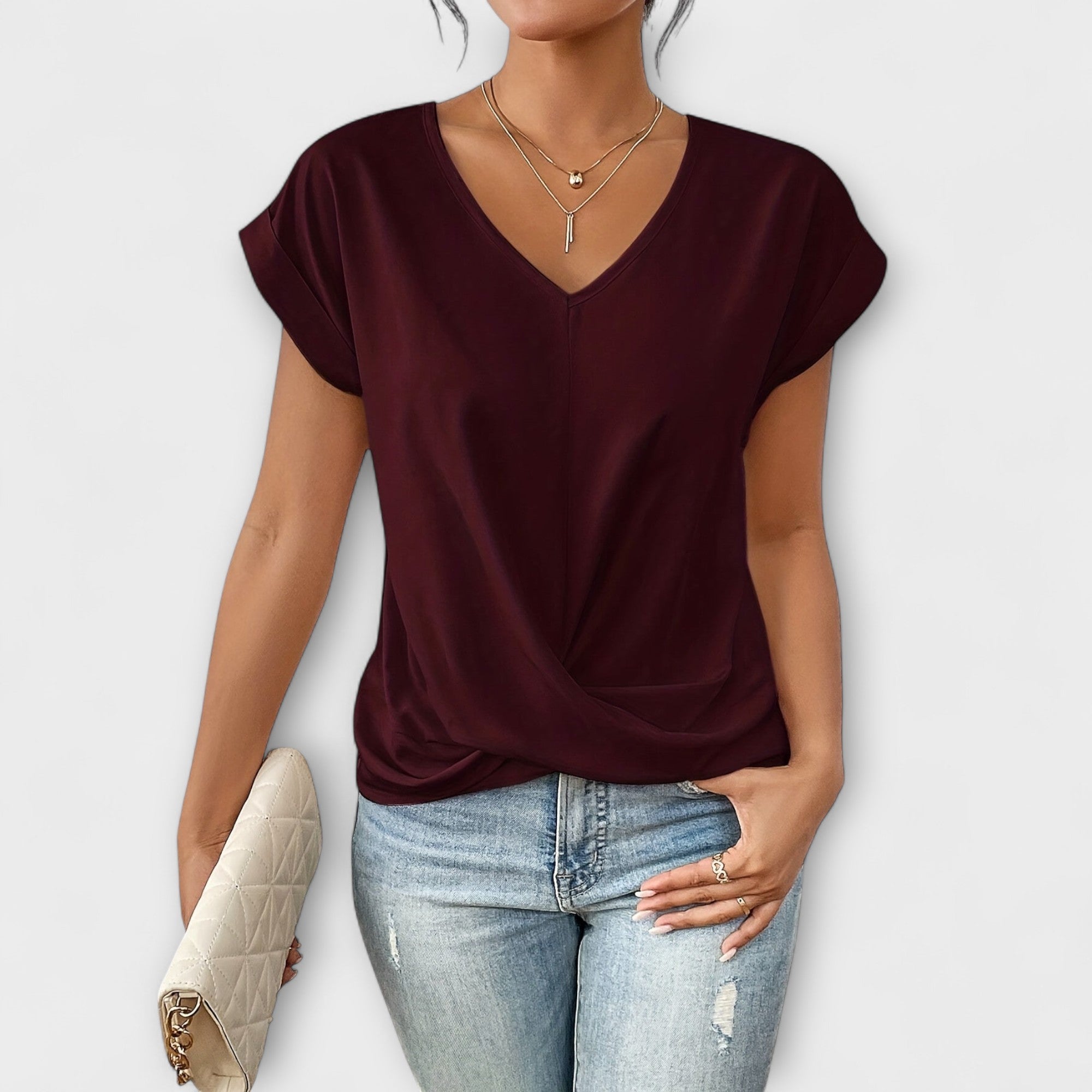 ZUZANA | Top s V-výstřihem a detaily knoflíku