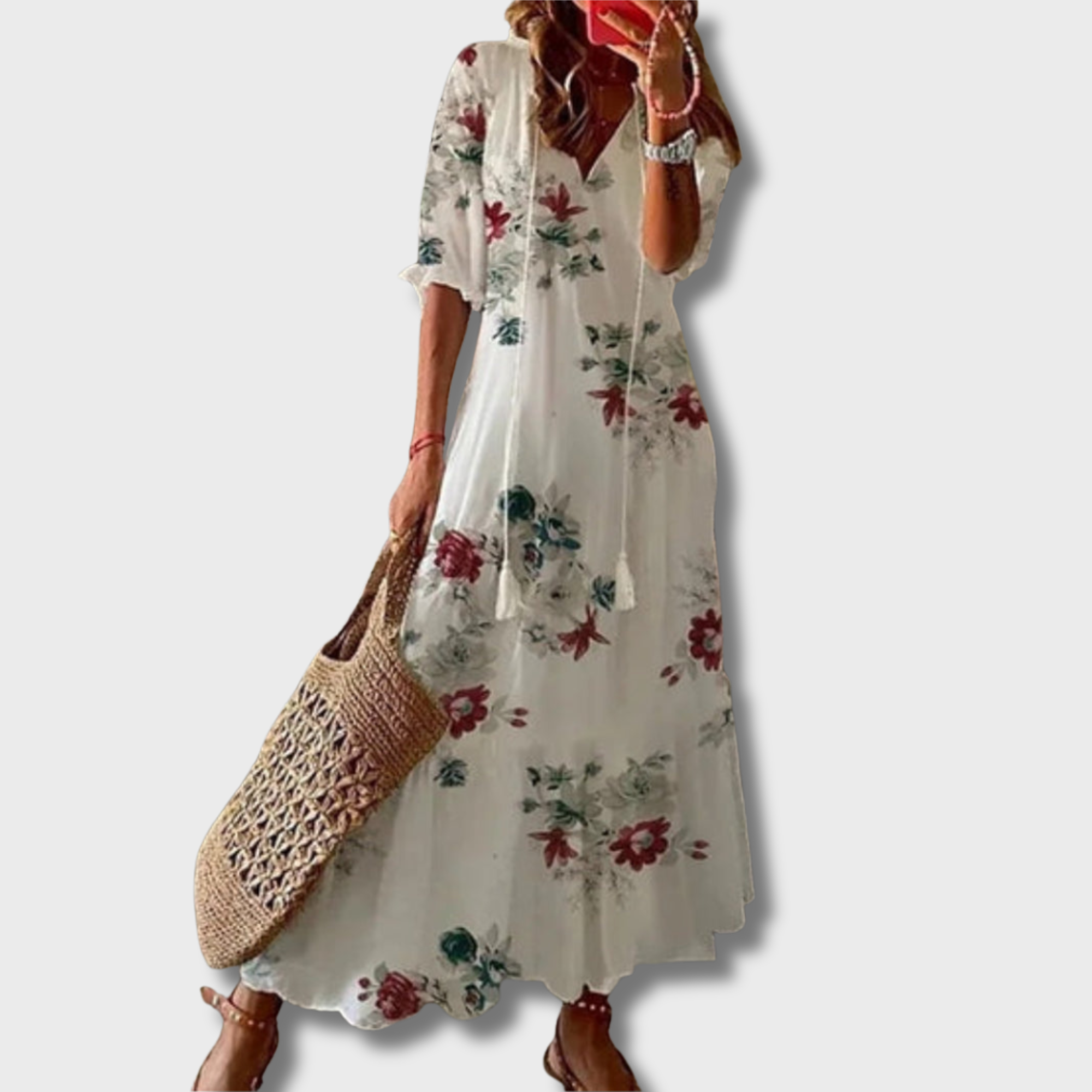 ZUZANA | Boho Vintage V-krční tištěné šaty