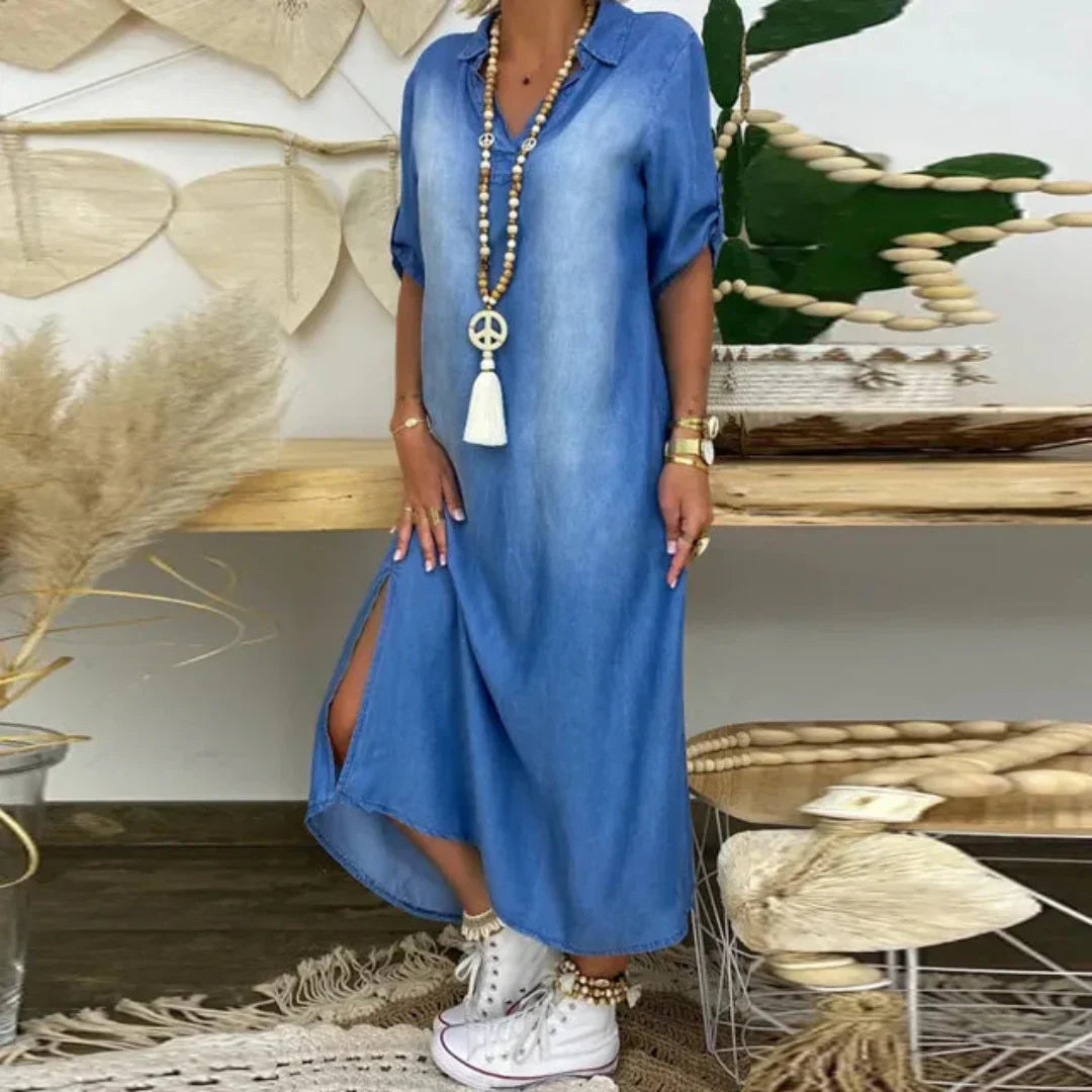 ZUZANA | Boho šaty s denim vzhledem