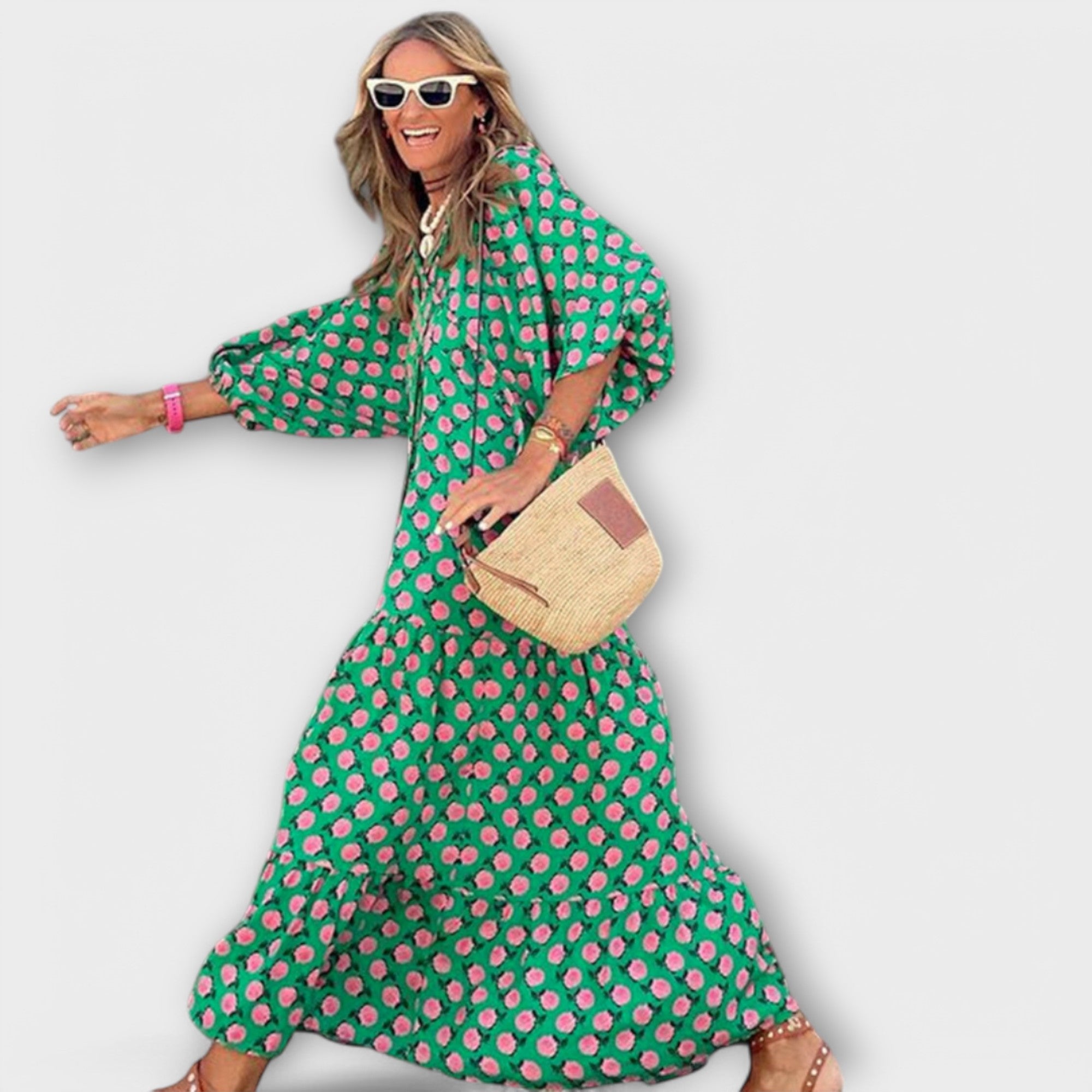 ZUZANA | Elegantní Geometrická Maxi Šaty