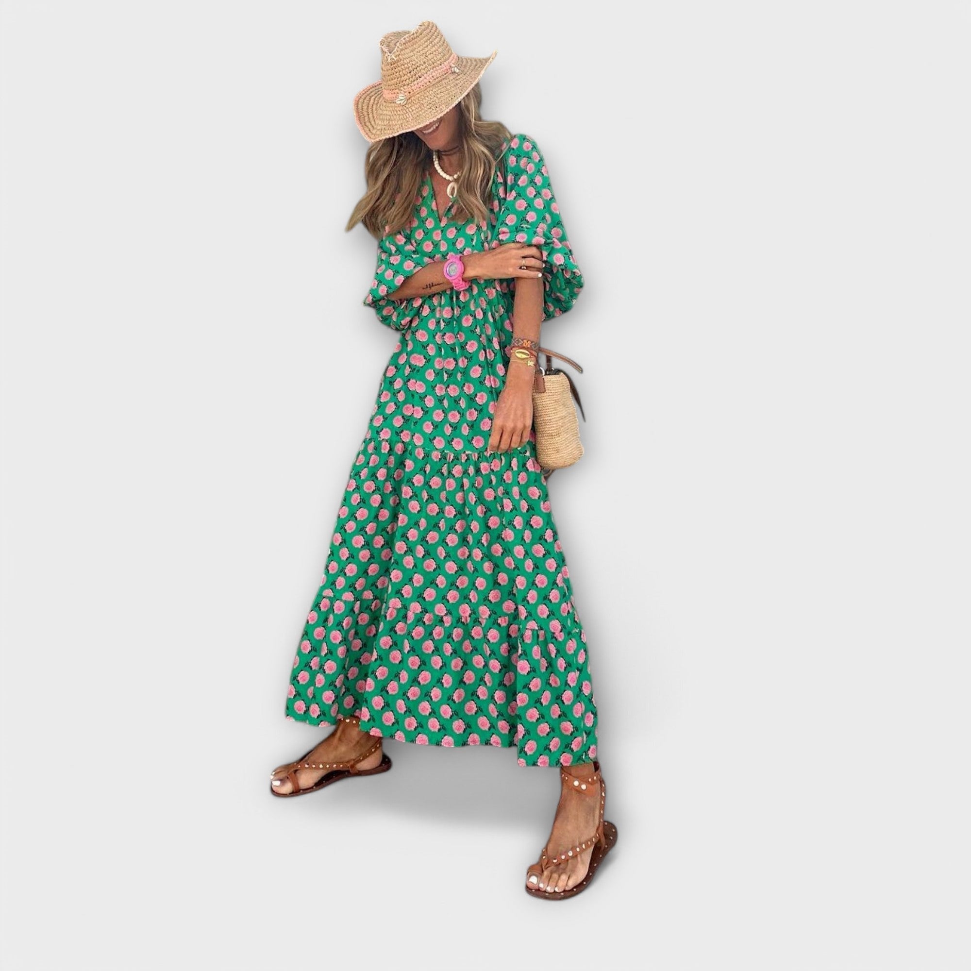 ZUZANA | Elegantní Geometrická Maxi Šaty