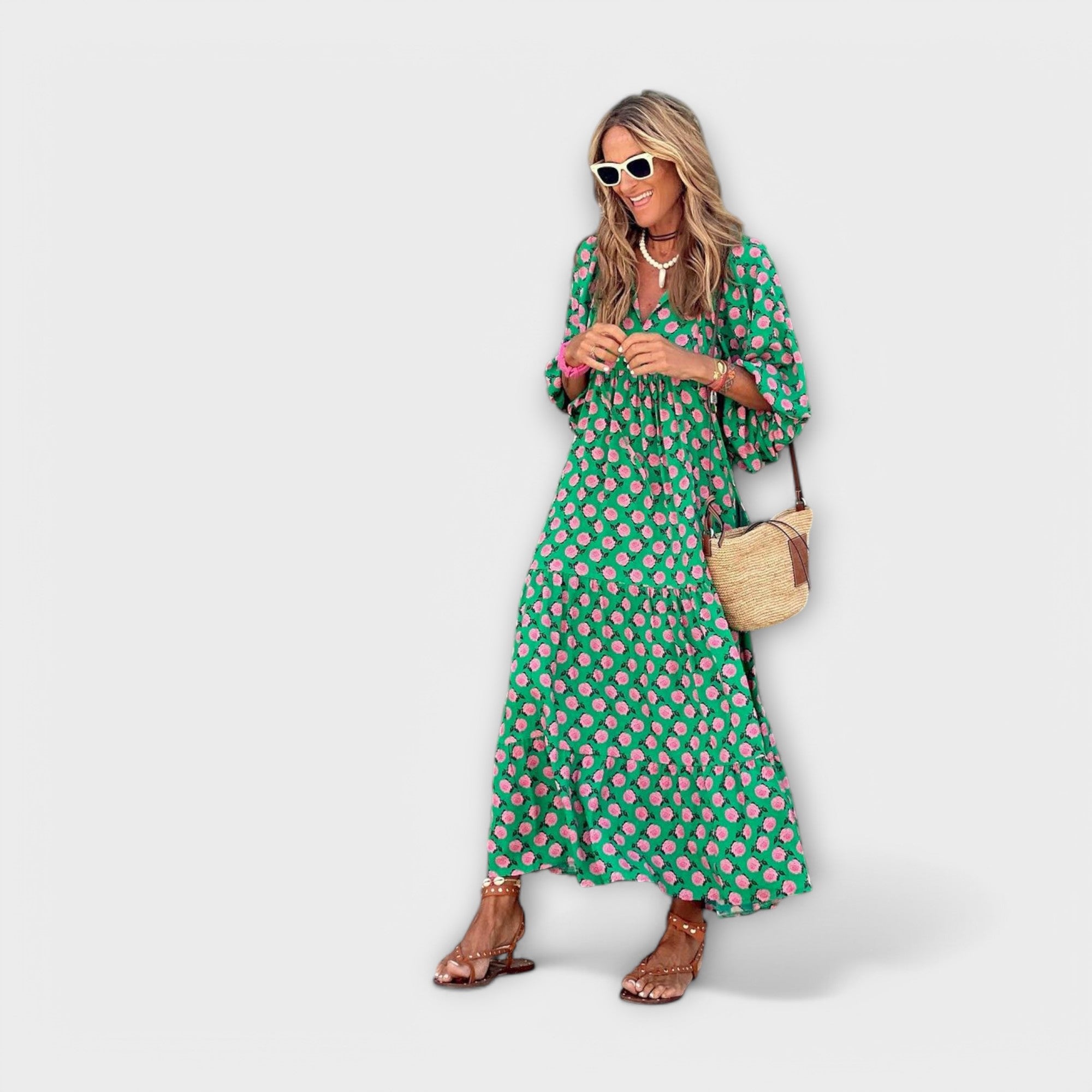 ZUZANA | Elegantní Geometrická Maxi Šaty