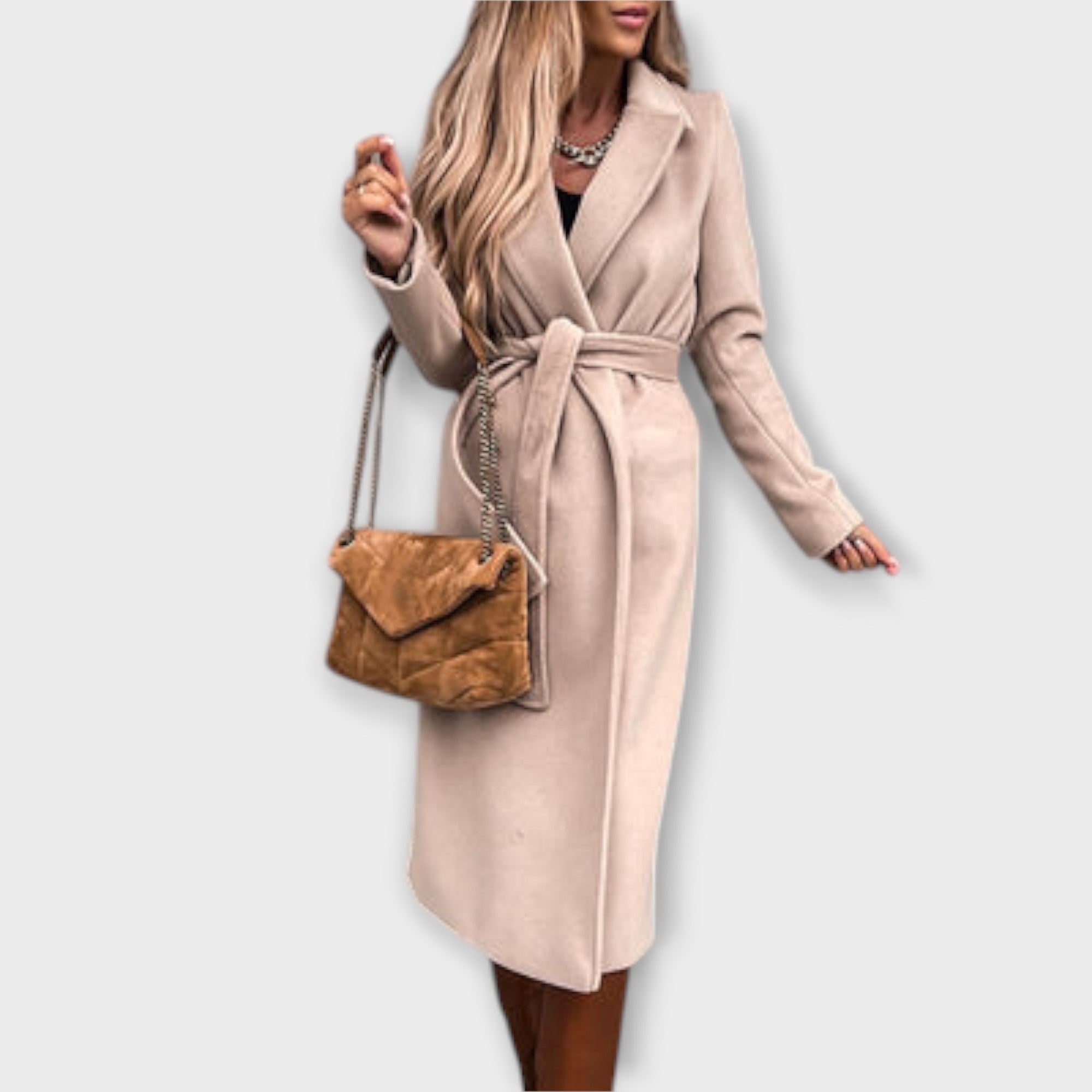 ZUZANA | Elegantní Dlouhý Kabát s Páskem