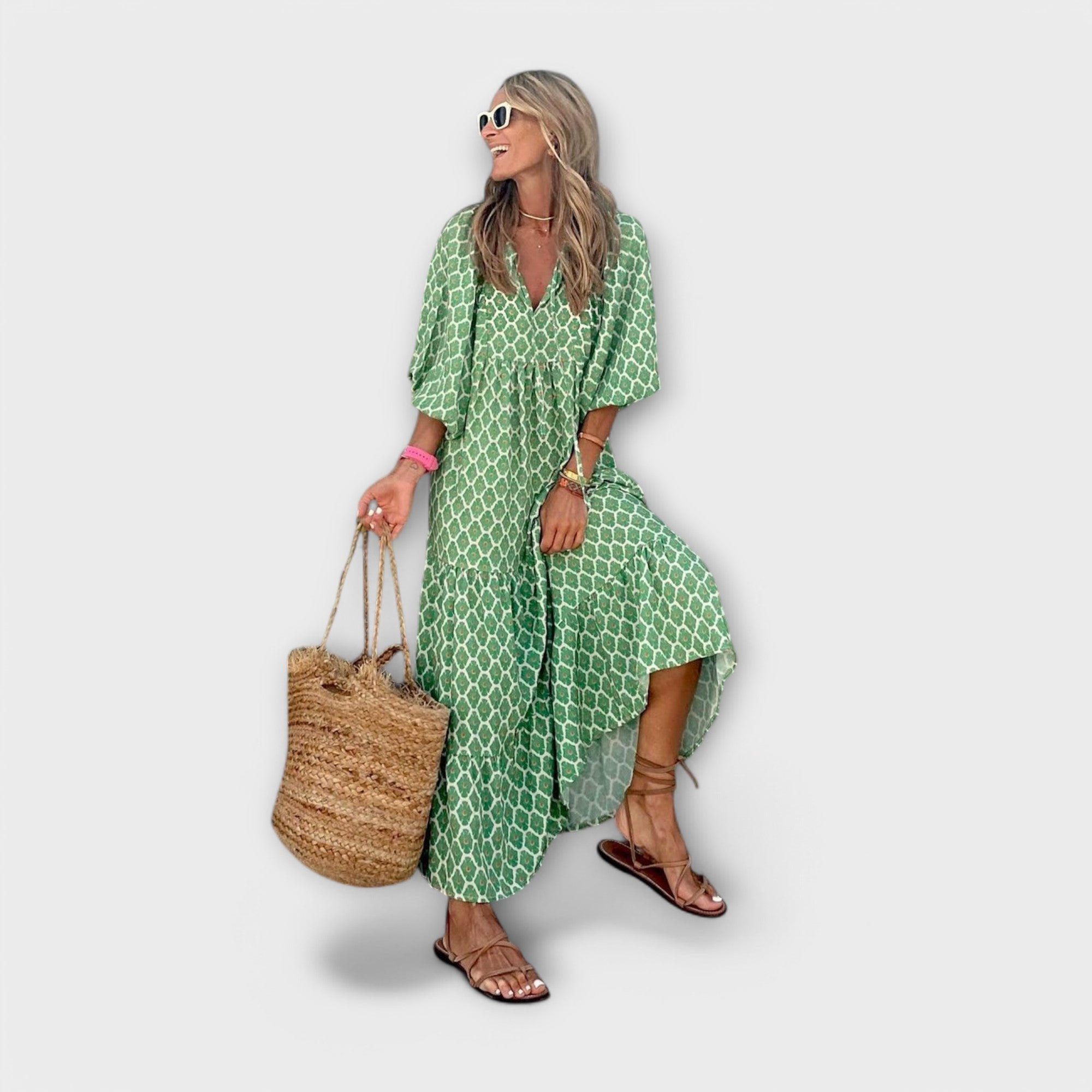 ZUZANA | Elegantní Geometrická Maxi Šaty