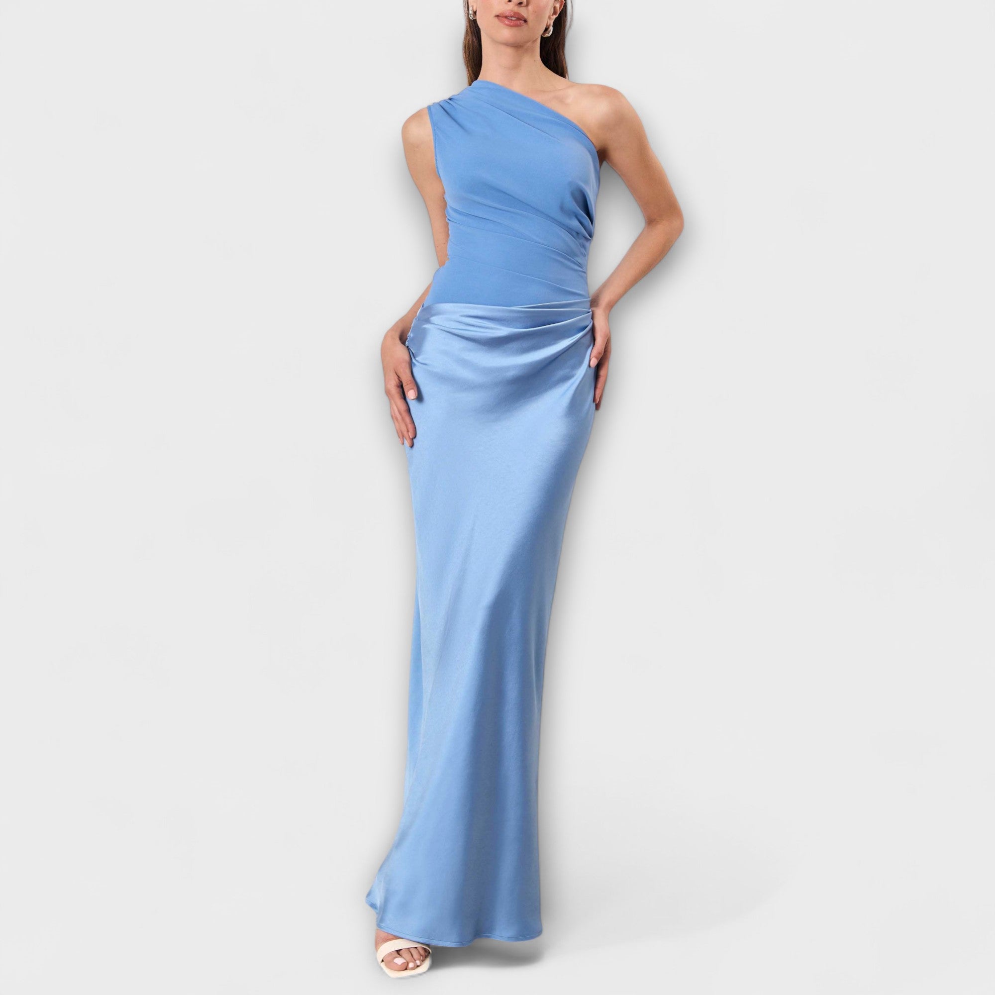ZUZANA | Elegantní Jednoduchý Ramenní Hladký Maxi Šaty na Párty