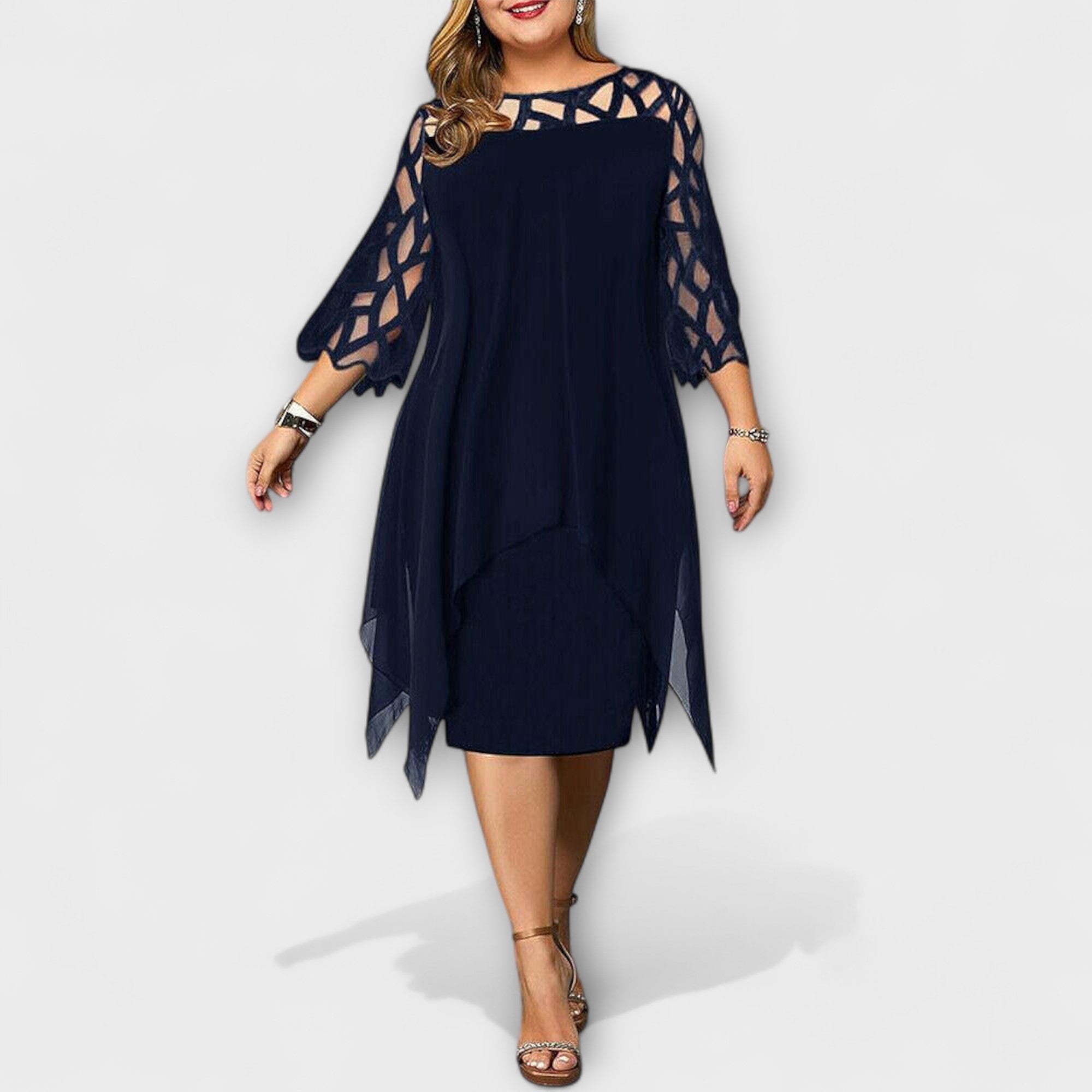ZUZANA | Stylová Midi Šaty ve Velikosti Plus